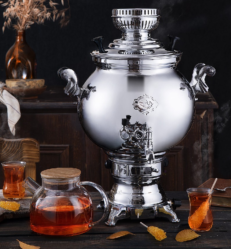 سماور گازسوز عالی نسب مدل سهند سیمین ظرفیت 8 لیتر