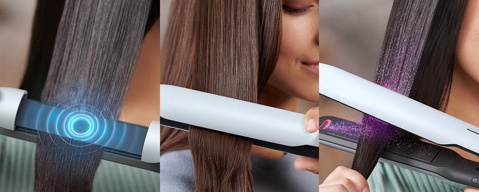 hilips 5000 Series Hair Straightener with ThermoShield Technology in White [Model BHS520/00]