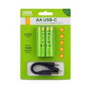باتری قلمی قابل شارژ دی بی کی مدل USB-C LI-ION سایز AA